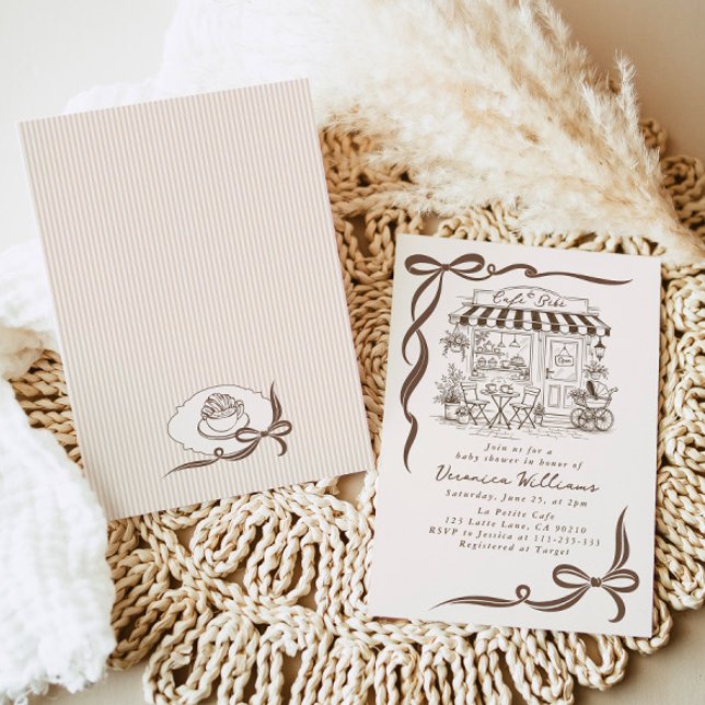 Bebe Cafe Pariser Thema-Bogen Kaffee Baby Shower Einladung (Von Creator hochgeladen)
