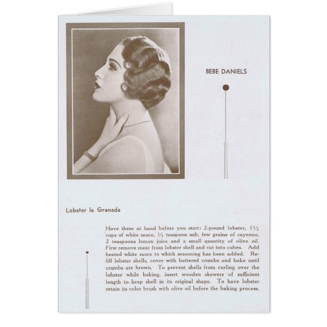 Bebe Daniels Lobster Recipe (Vorne)