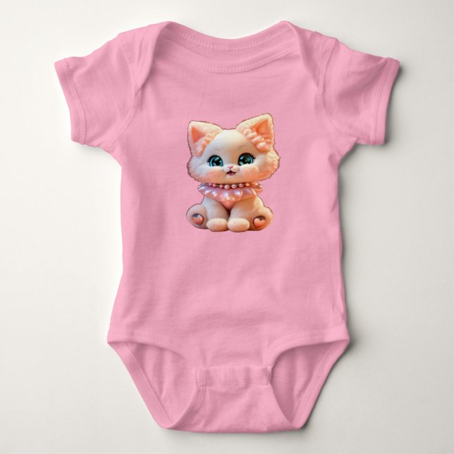 Bebê gatinho de pérola 3D fofo Baby Strampler (Vorderseite)