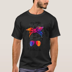 Bebe Life Messy Hair Bun Floral Frauen Muttertag T-Shirt