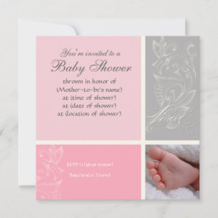 Bébé Modern Swirl n Dot - Baby Girl Shower Einladu Einladung