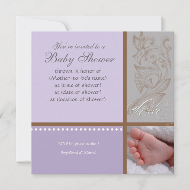 Bébé Modern Swirl n Dot - Baby Girl Shower Einladu Einladung (Vorderseite)