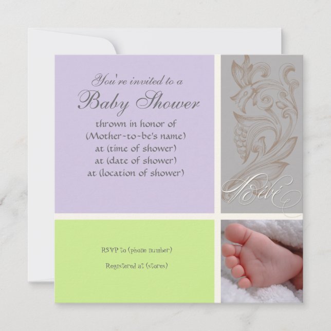 Bébé Modern Swirl n Dot - Baby Girl Shower Einladu Einladung (Vorderseite)