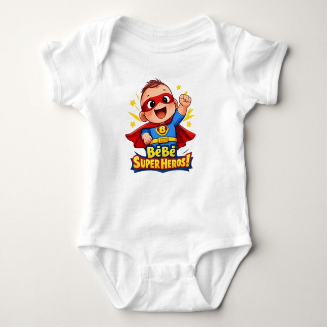 Bébé Super Héros Cute Baby Superhero Illustration Strampler (Vorderseite)