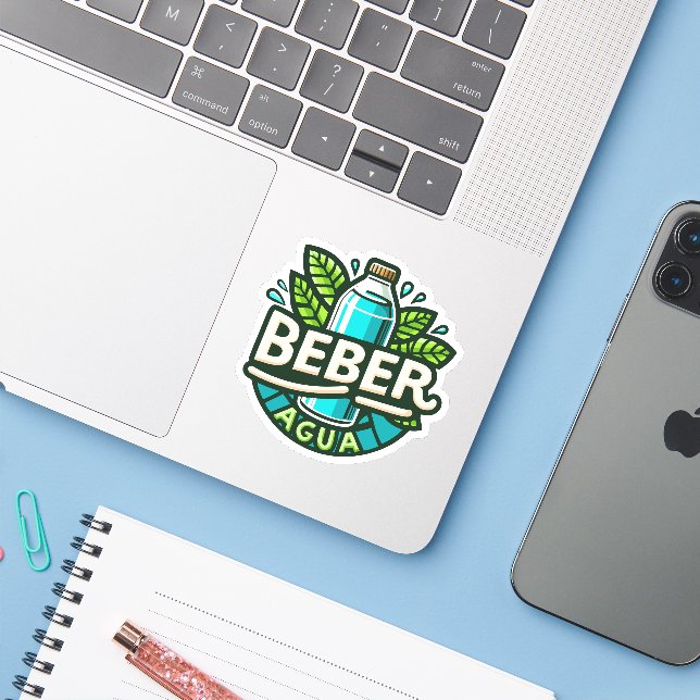 Beber agua aufkleber (Laptop mit iPhone)