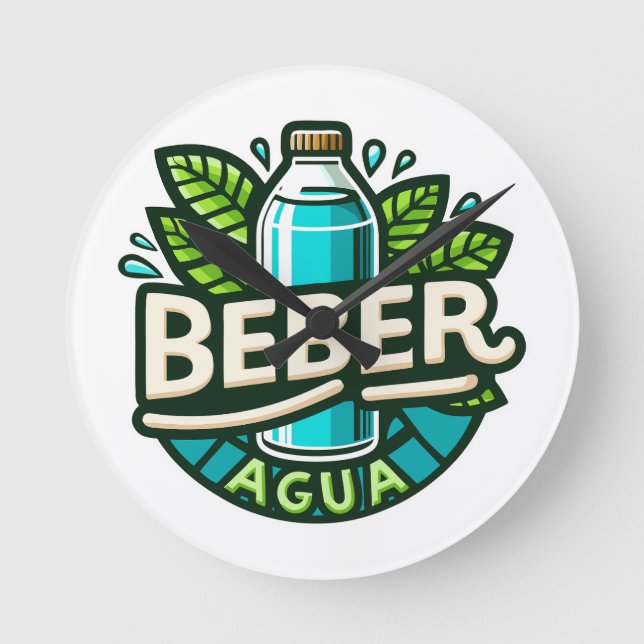 Beber agua runde wanduhr (Vorderseite)