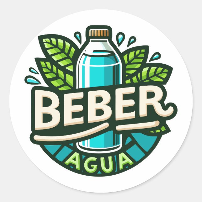 Beber agua runder aufkleber (Vorderseite)