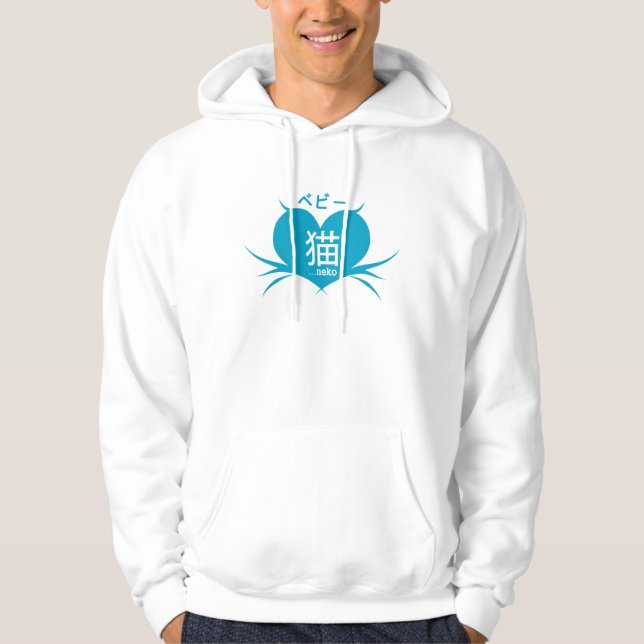 Bebii Neko: Bart-Herz-Logo Hoodie (Vorderseite)