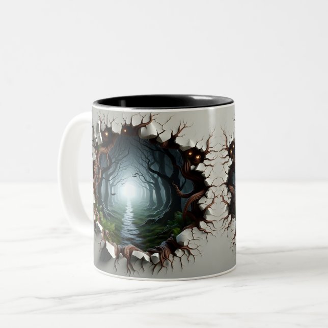 Becher 2 Farben 3D Eerie Halloween Zweifarbige Tasse (Vorderseite Links)