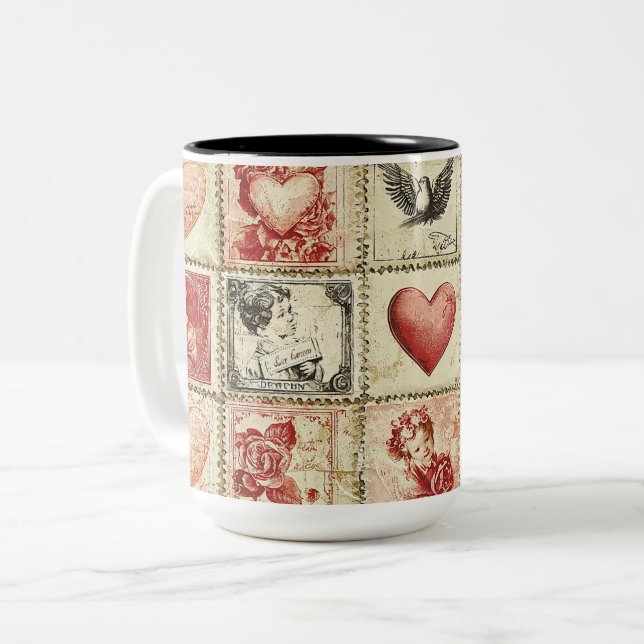 Becher 2 Farben Personalized Valentine Coffee Mug Zweifarbige Tasse (Vorderseite Links)
