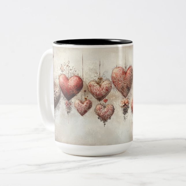 Becher 2 Farben Personalized Valentine Coffee Mug Zweifarbige Tasse (Vorderseite Links)