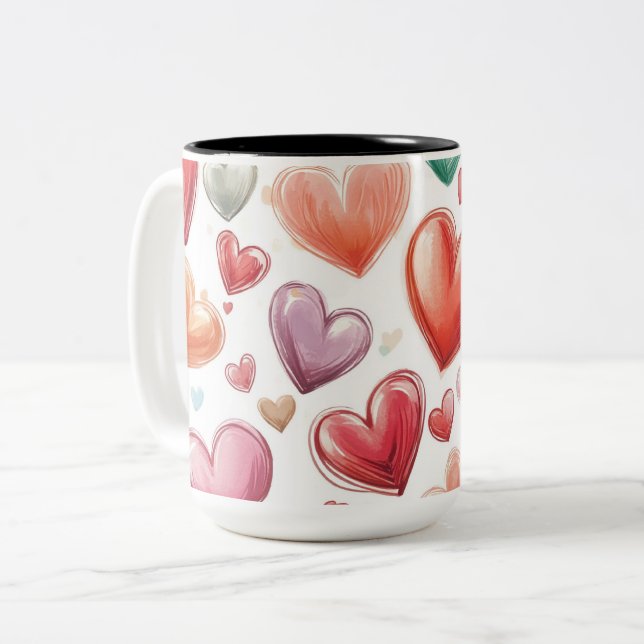 Becher 2 Farben Personalized Valentine Coffee Mug Zweifarbige Tasse (Vorderseite Links)