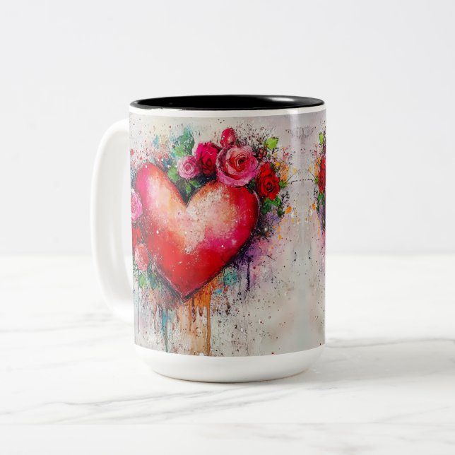 Becher 2 Farben Personalized Valentine Coffee Mug Zweifarbige Tasse (Vorderseite Links)
