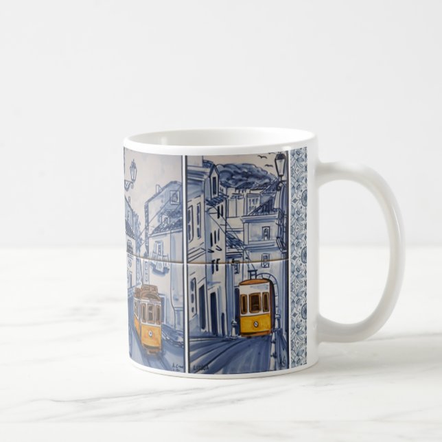 Becher déco Lissabon Azulejos Straßenbahn Kaffeetasse (Rechts)