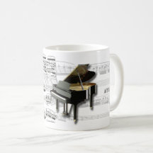 Becher des Kaffees Klavier und Partitur Music mugs
