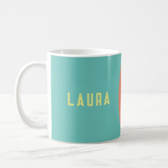 Becher Spaß Regenbogen blau, rot, pfirsichfarben Kaffeetasse (Links)