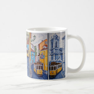 Becher Straßenbahn Straßen von Lissabon azulejos Kaffeetasse