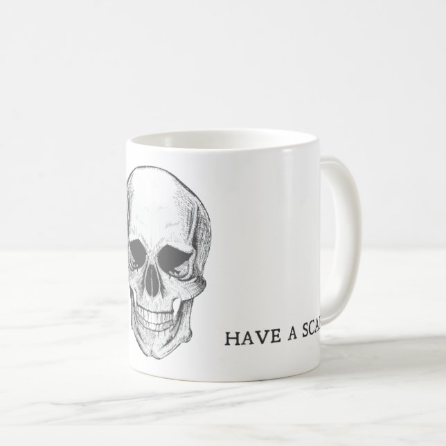 Becher Totenkopf Have der Scary Kaffeetasse (VorderseiteRechts)