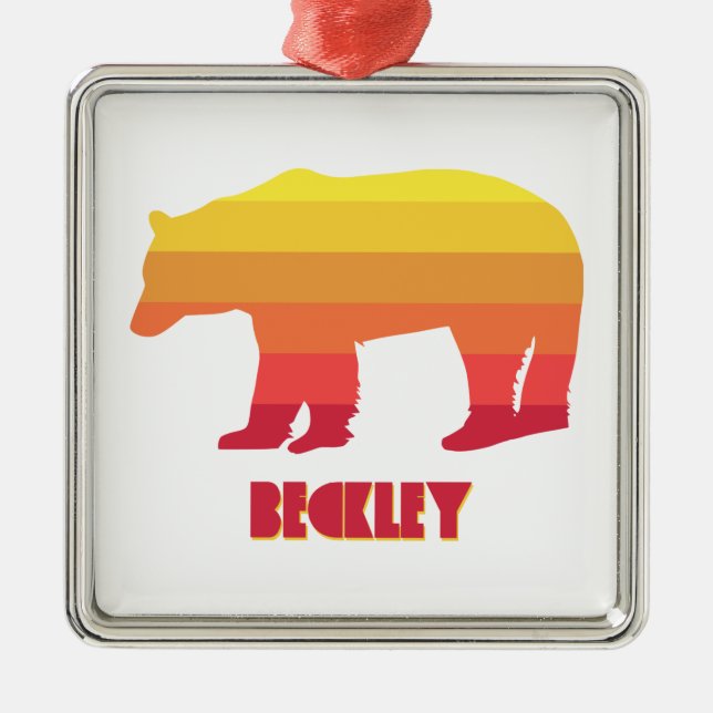 Beckley West Virginia Rainbow Bear Ornament Aus Metall (Vorne)