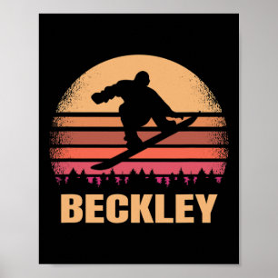 Beckley West Virginia Snowboarden Outdoor Vintage Poster