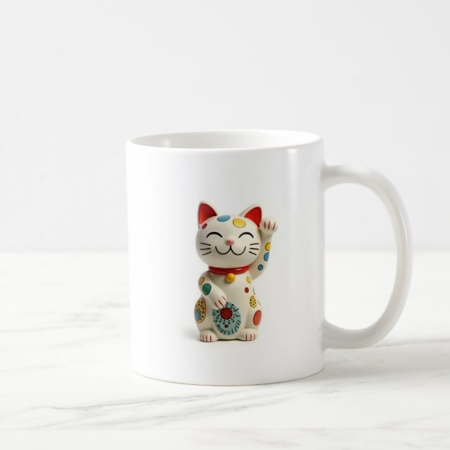 beckoning cat: Japanese-Inspired Art Kaffeetasse (Rechts)