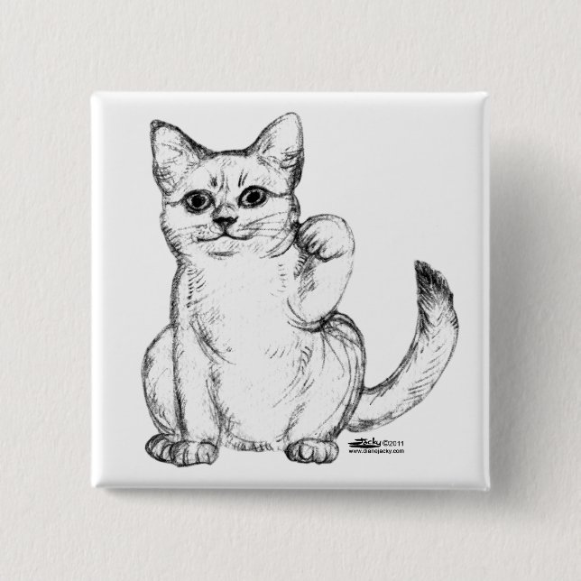 Beckoning Kitty Cat Maneki Neko Button (Vorderseite)