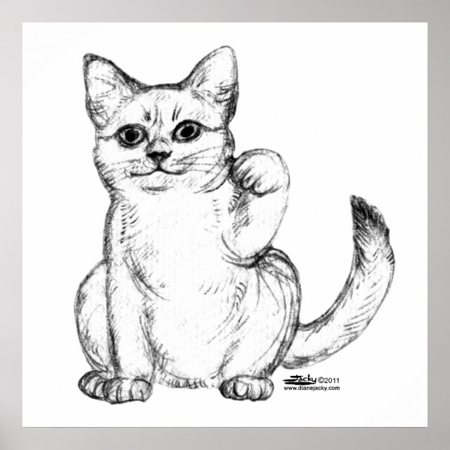 Beckoning Kitty Cat Maneki Neko Poster (Vorne)