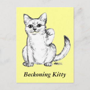 Beckoning Kitty Cat Maneki Neko Postkarte