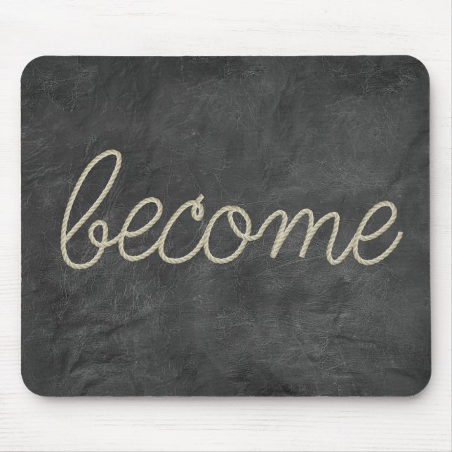 BECOME Rope Text on Black Leather Mousepad (Vorne)