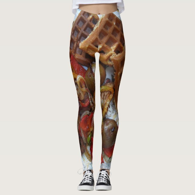 Bed and Breakfast, Waffeln und Kartoffelkuchen Leggings (Vorderseite)