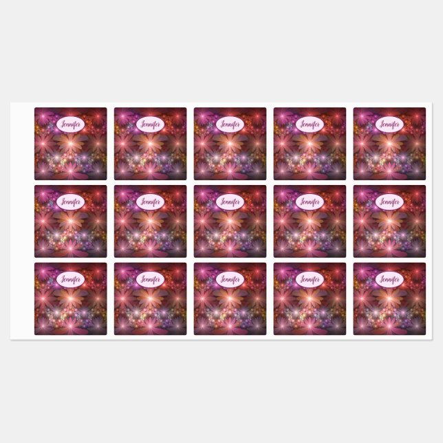 Bed of Blume farbenfrohe Abstrakte Fraktal Art Nam Etiketten (Blatt)