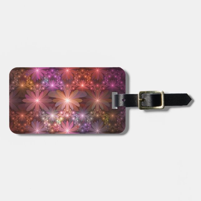 Bed of Blume farbenfrohe Shiny Abstrakte Fraktal K Gepäckanhänger (Vorderseite horizontal)