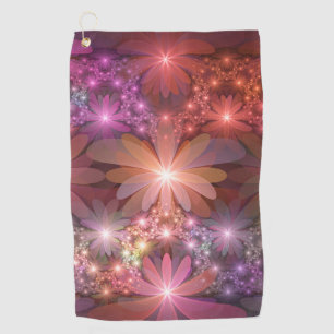 Bed of Blume farbenfrohe Shiny Abstrakte Fraktal K Golfhandtuch