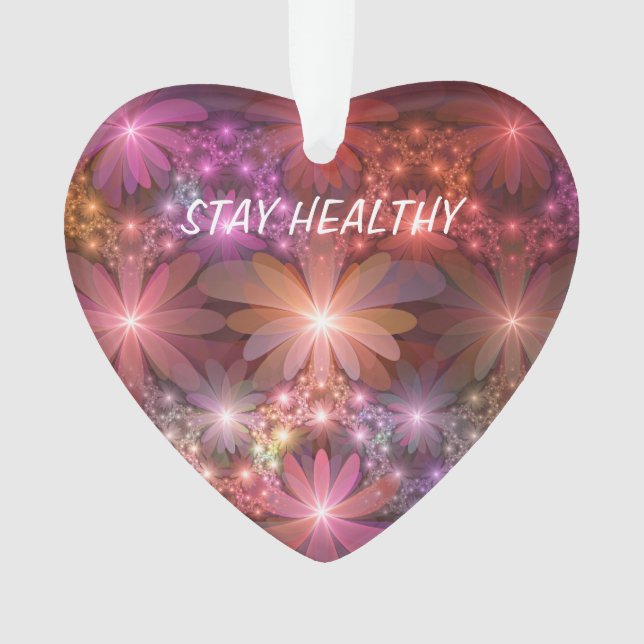 Bed of Blume farbenfrohe Shiny Abstrakte Fraktal K Ornament (Vorderseite)