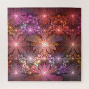 Bed of Blume farbenfrohe Shiny Abstrakte Fraktal K Puzzle