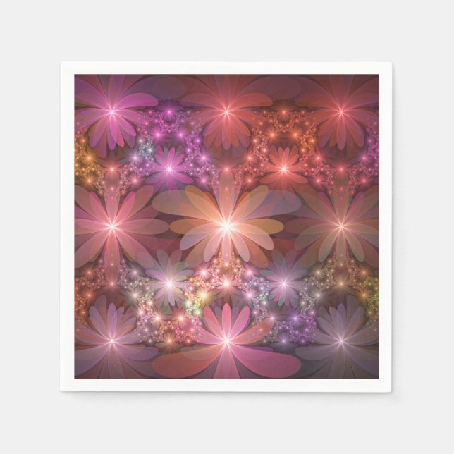 Bed of Blume farbenfrohe Shiny Abstrakte Fraktal K Serviette (Vorderseite)