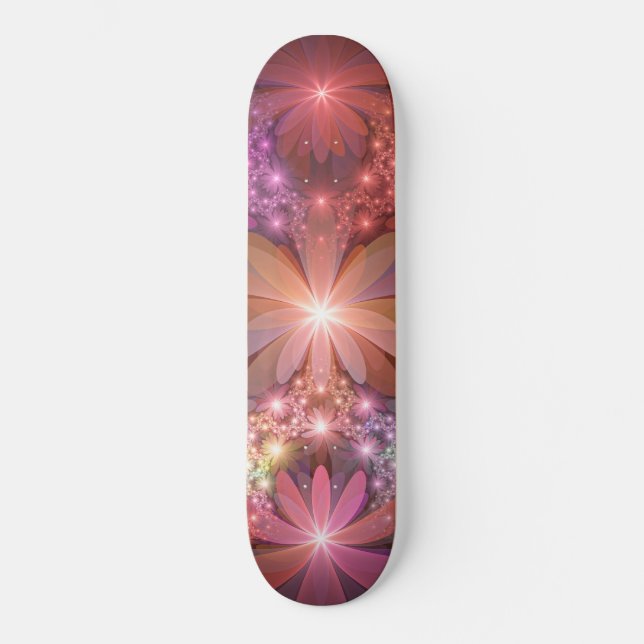 Bed of Blume farbenfrohe Shiny Abstrakte Fraktal K Skateboard (Vorderseite)