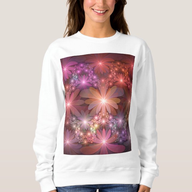 Bed of Blume farbenfrohe Shiny Abstrakte Fraktal K Sweatshirt (Vorderseite)