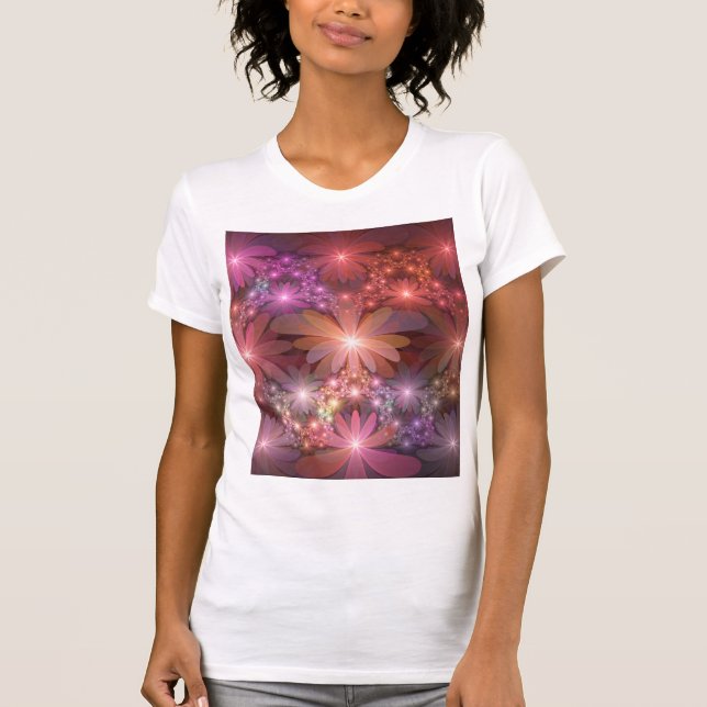 Bed of Blume farbenfrohe Shiny Abstrakte Fraktal K T-Shirt (Vorderseite)