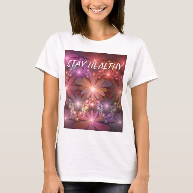 Bed of Blume farbenfrohe Shiny Abstrakte Fraktal K T-Shirt (Vorderseite)