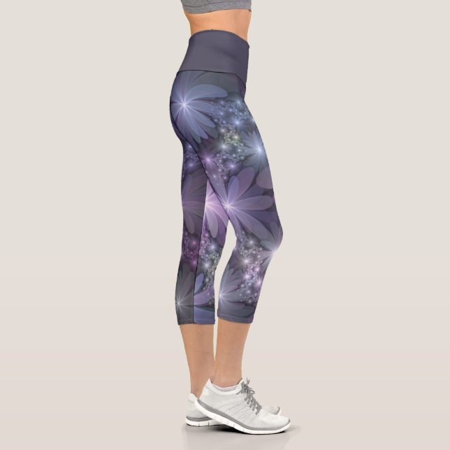 Bed of Blume Trendy Shiny Abstraktes Fraktal Kunst Capri Leggings (Rechts)