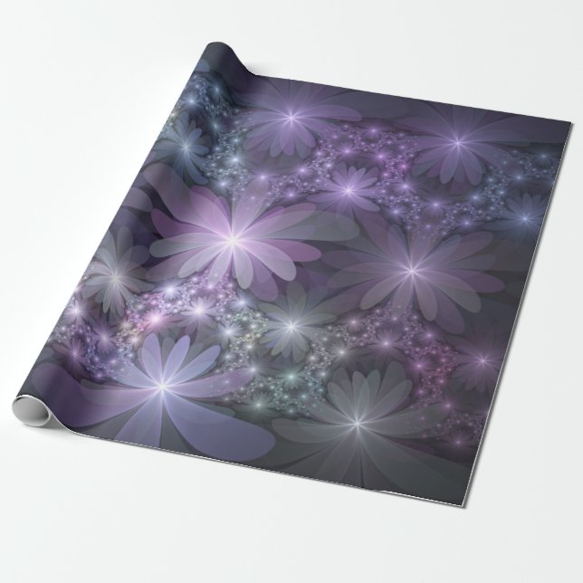 Bed of Blume Trendy Shiny Abstraktes Fraktal Kunst Geschenkpapier (Ungerollt)