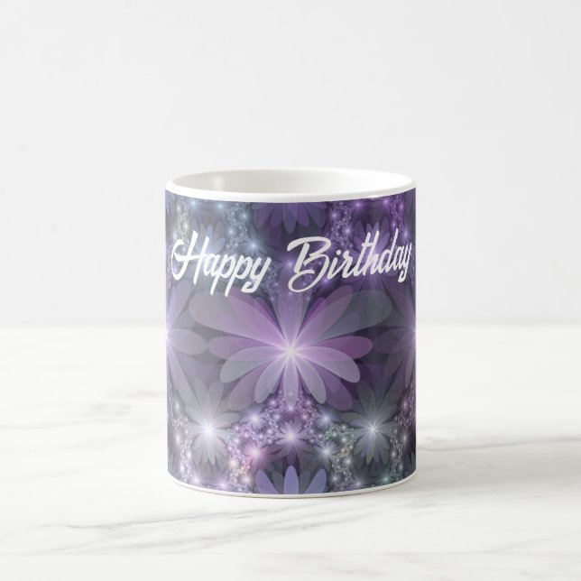 Bed of Blume Trendy Shiny Abstraktes Fraktal Kunst Kaffeetasse (Mittel)
