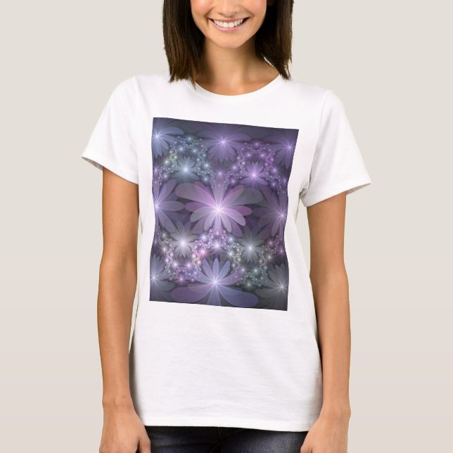 Bed of Blume Trendy Shiny Abstraktes Fraktal Kunst T-Shirt (Vorderseite)