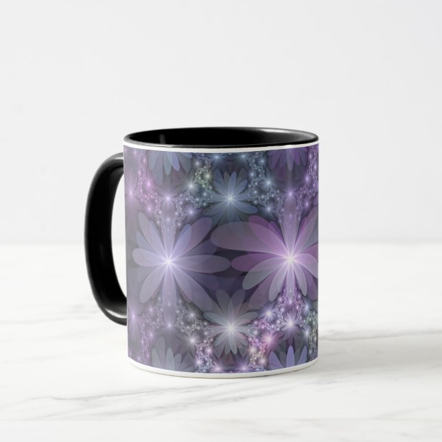 Bed of Blume Trendy Shiny Abstraktes Fraktal Kunst Tasse (Vorderseite Links)