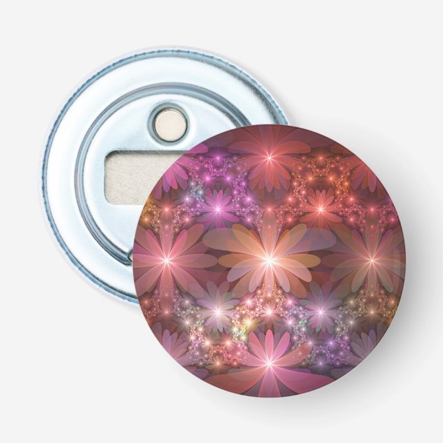 Bed Of Flowers Colorful Shiny Abstract Fractal Art Flaschenöffner (Vorderseite)