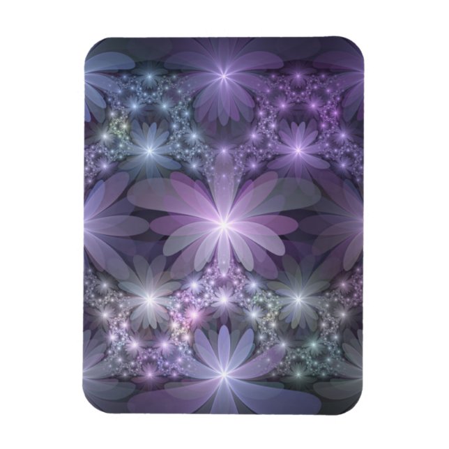 Bed of Flowers Trendy Shiny Abstract Fractal Art Magnet (Vertikal)