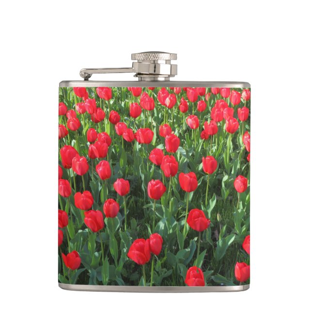 Bed of Red Tulips 01 Flachmann (Vorderseite)