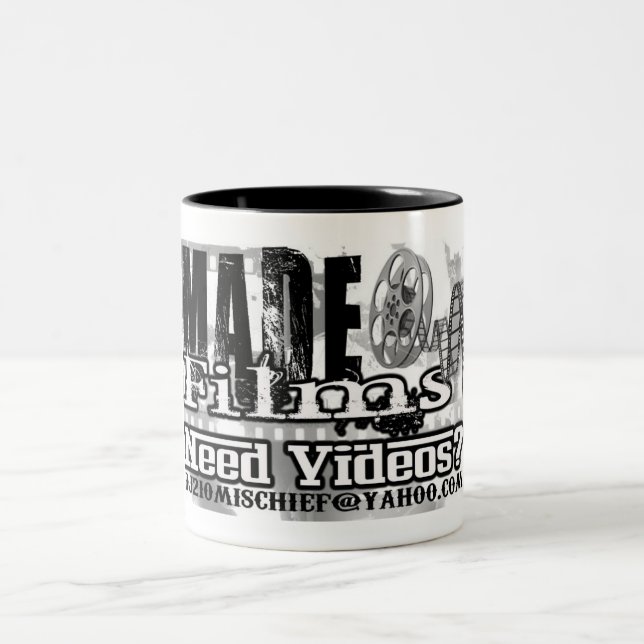 Bedarfs-Videos machten Logo Zweifarbige Tasse (Mittel)