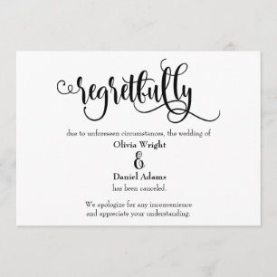 Bedauerliches Skript storniert Hochzeit Ankündigun Einladung
